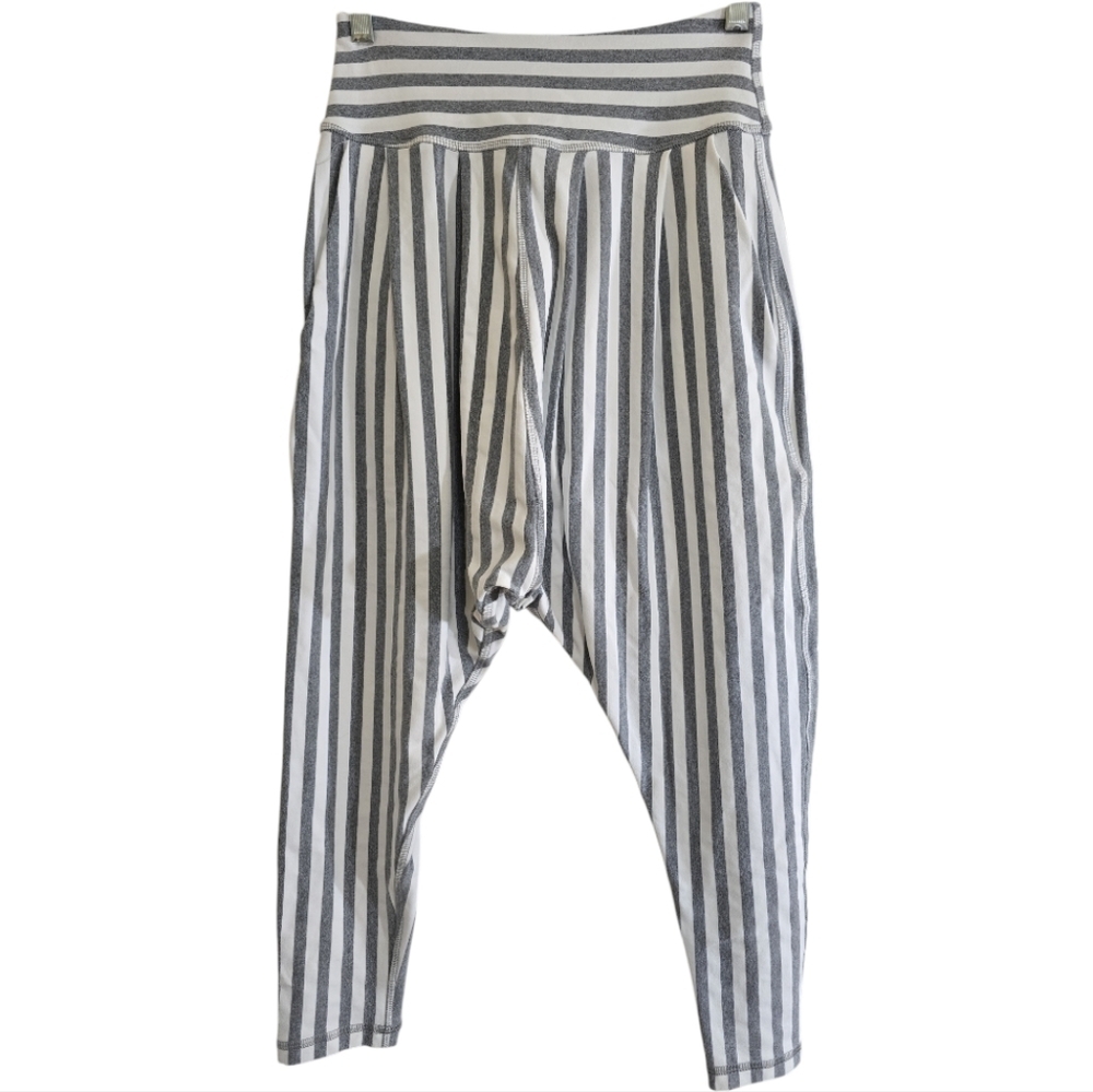 Hard Tail Slouchy Joggers in Heathered Grey Stripes XS Dropped Crotch Cropped - Picture 2 of 8